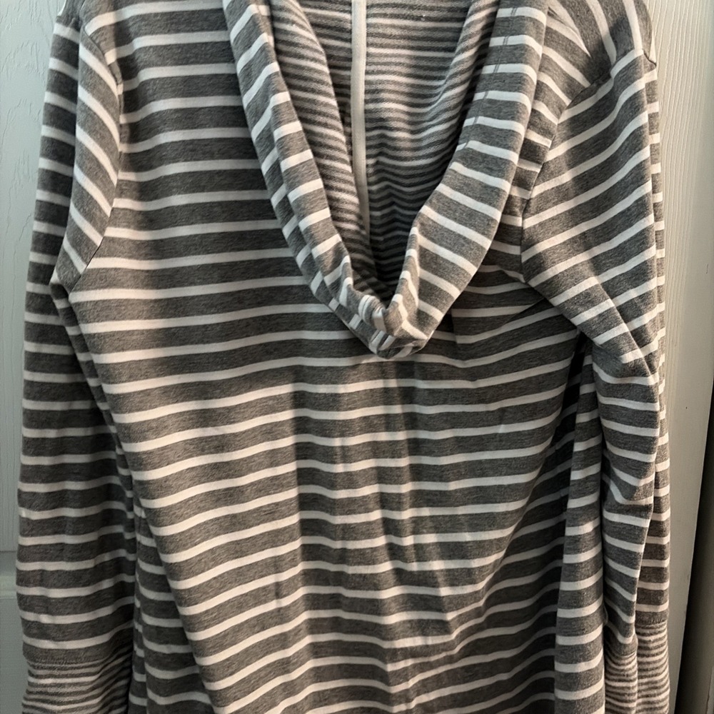 Cable & Gauge Women's Hooded Jersey Striped Blazer‎ Large - Picture 8 of 8